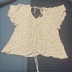 Daytrip Beige and White Striped Top